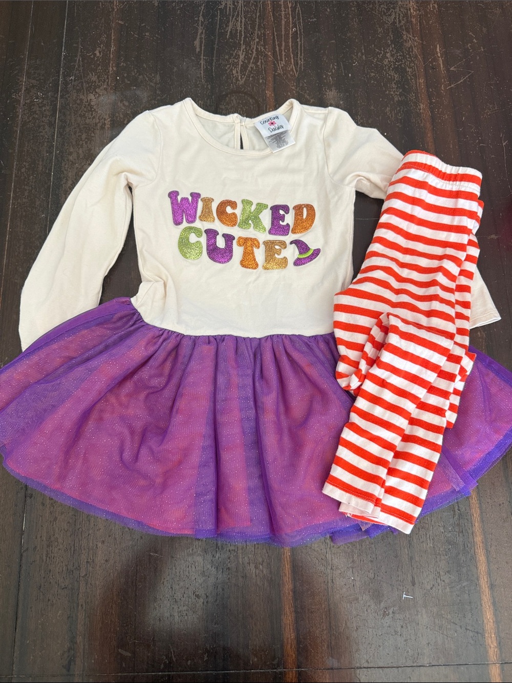 Counting Daisies Toddler Girls Halloween Cat Tutu & Legging Set 4/5 XS